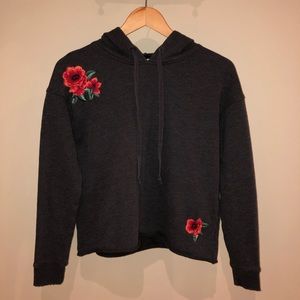 American Eagle Outfitters Floral Cropped Hoodie
